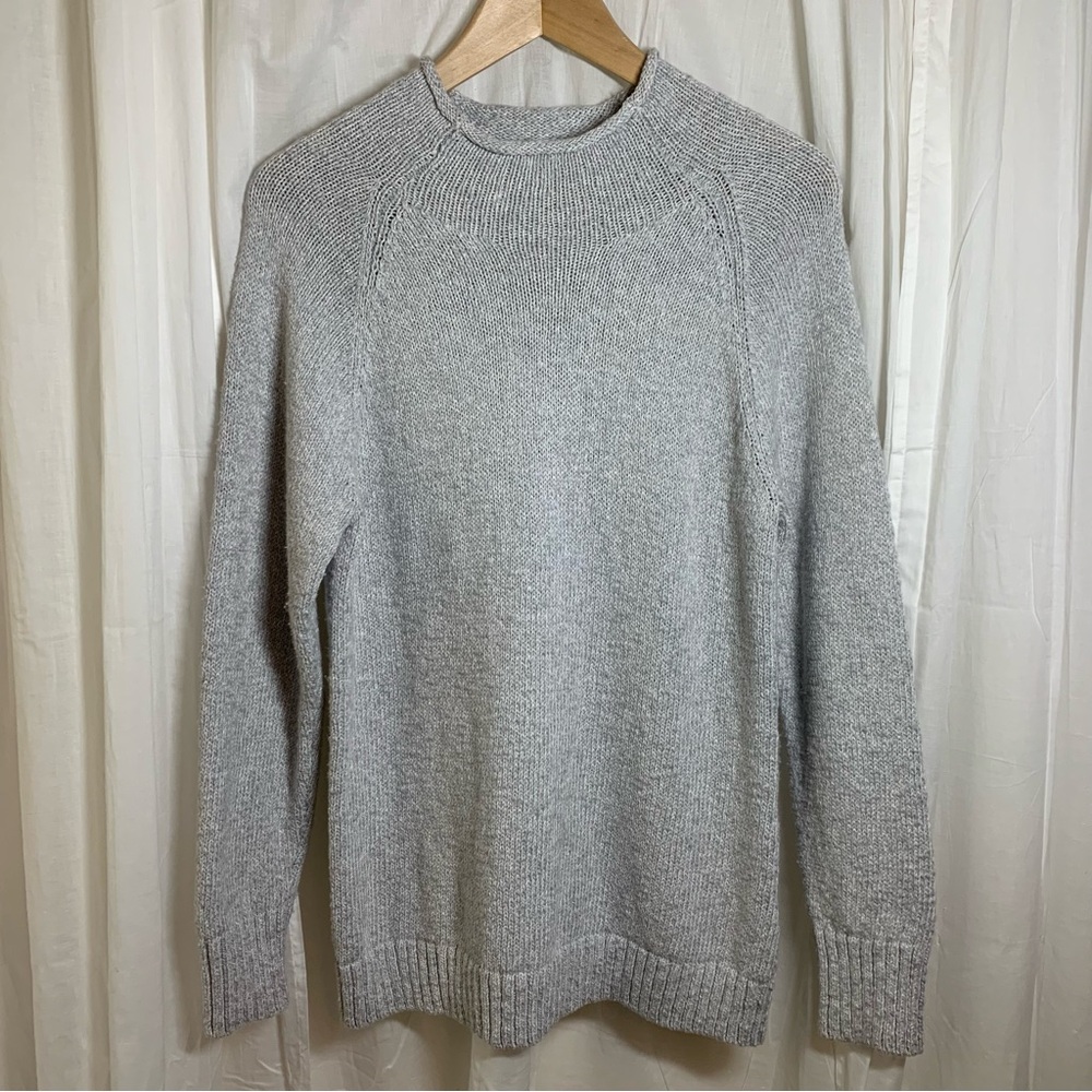 L. L. Bean 100% Cotton Ragg Funnel Neck Sweater Size‎ Medium Petite Size MP Gray